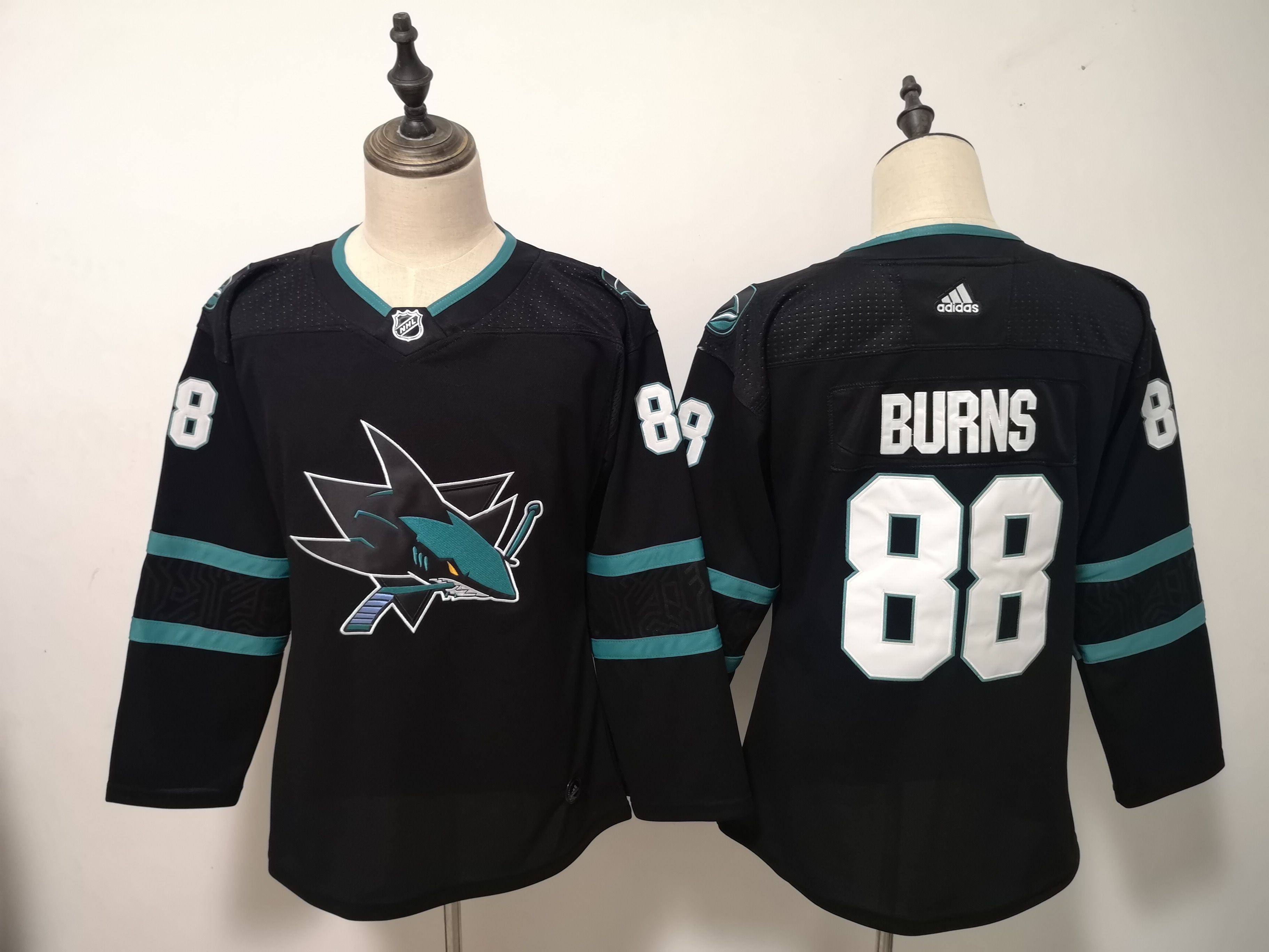 Women San Jose Sharks 88 Burns Black Adidas Stitched NHL Jersey